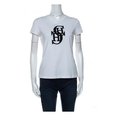 CH Carolina Herrera White Cotton Embroidered Logo Detail T-Shirt