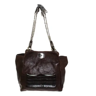 Chloe Brown Leather Vintage Chain Tote