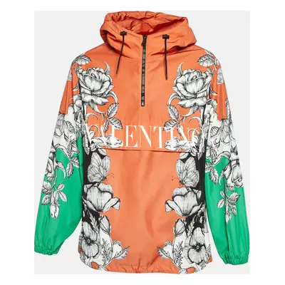 Valentino Orange Dark Blooming Floral Printed Anorak