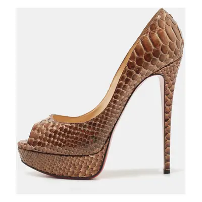 Christian Louboutin Brown Python Lady Peep Pumps Size 40.5