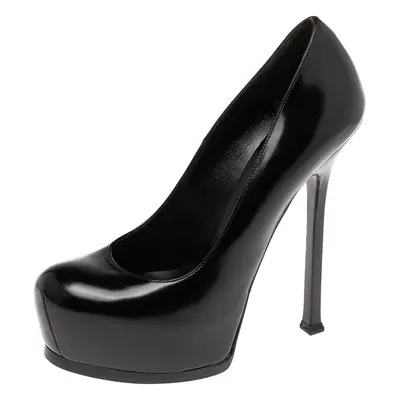 Saint Laurent Black Leather Tribtoo Platform Pumps Size 38.5