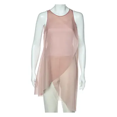 Emporio Armani Pink Taffeta Sheer Sleeveless Top