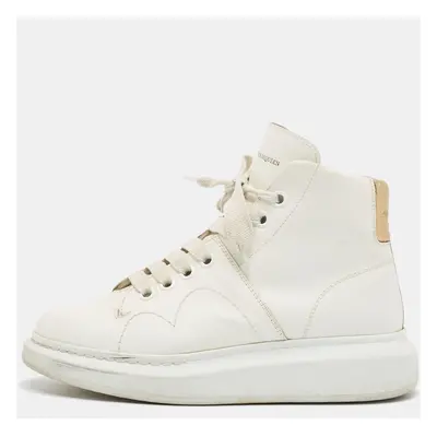 Alexander McQueen White Leather High Top Sneakers Size 38.5