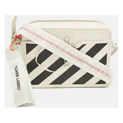 Off-White White/Black Leather Diag Camera Bag