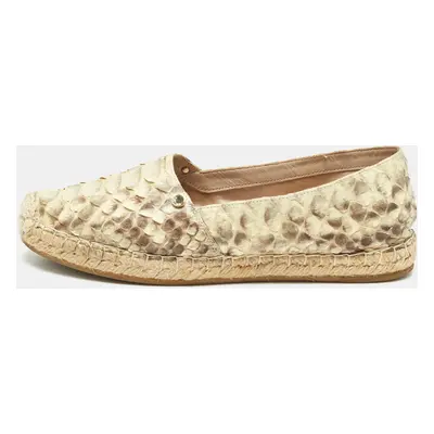 Le Silla Yellow/Brown Python Espadrille Flats Size