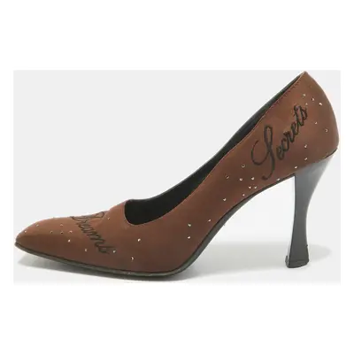 Moschino Brown Satin Square Toe Pumps Size 38.5