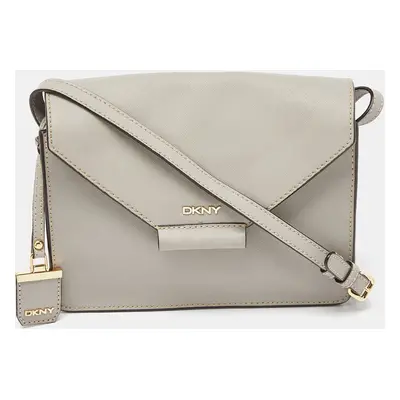 DKNY Grey Leather Flap Crossbody Bag