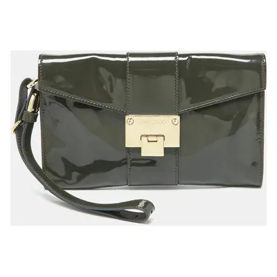 Jimmy Choo Slate Green Patent Leather Rebel Clutch