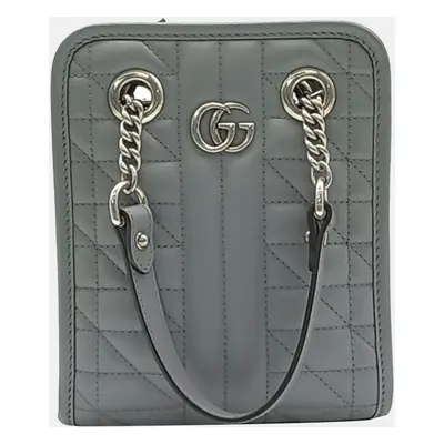 Gucci Grey Leather Mini GG Marmont Shoulder Bag