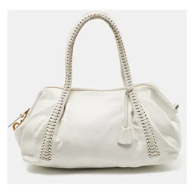 Salvatore Ferragamo White Leather Satchel