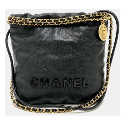 Chanel Black Caviar Skin Matelasse Chanel Bag