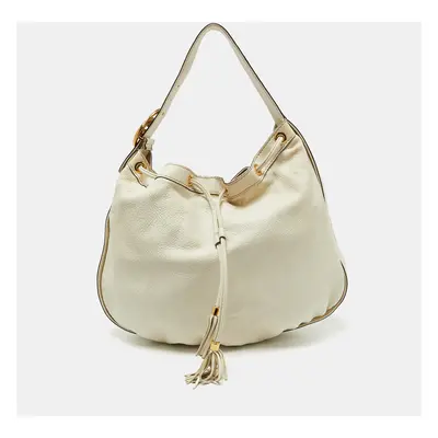 Gucci Cream Leather Interlocking Icon Tassel Hobo