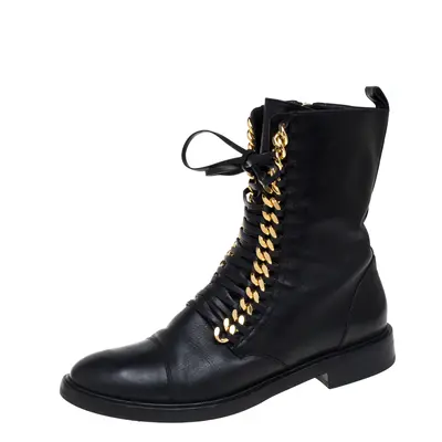 Casadei Black Leather 'City Rock' Ankle Boots Size