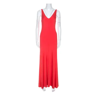 Ralph Lauren Coral Pink Jersey Sleeveless Jenny Maxi Dress