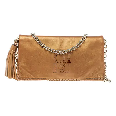 Carolina Herrera Brown Leather Chain Shoulder Bag