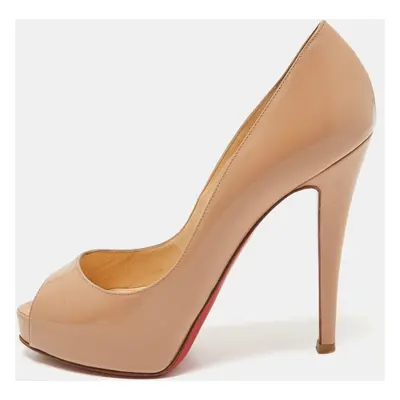 Christian Louboutin Beige Patent Leather Very Prive Pumps Size 37.5