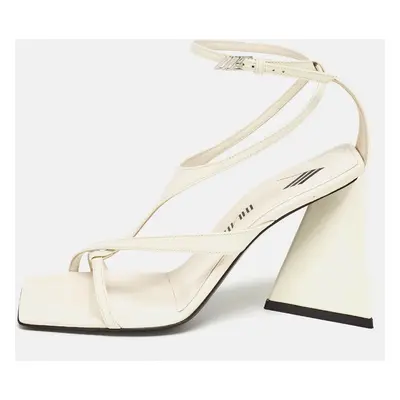 The Attico Cream Patent Devon Ankle Strap Sandals Size 38.5