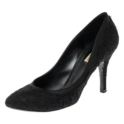 Dolce & Gabbana Black Lace and Satin Pumps Size