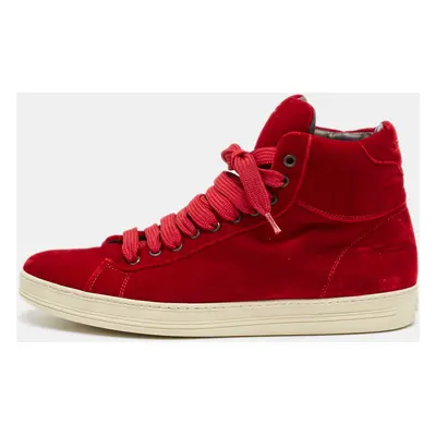 Tom Ford Red Velvet Russell High Top Sneakers Size