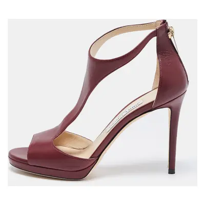 Jimmy Choo Burgundy Leather Lana Sandals Size 37.5