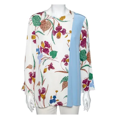 Diane von Furstenberg Multicolor Floral Printed Long Sleeves Top