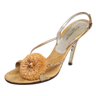 Dolce & Gabbana Beige Jute Fringe Sandals Size 37.5