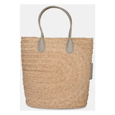 Burberry Beige Raffia And Leather Tote Bag