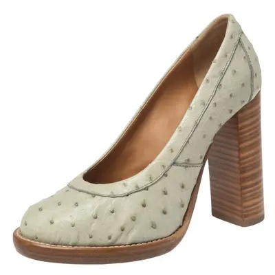 Chloe Mint Green Ostrich Leather Round-Toe Pumps Size