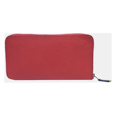 Hermes Rose Jaipur Epsom Leather Azap Silk In Zip Around Wallet