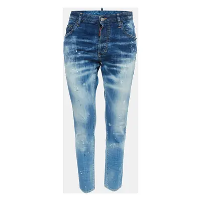 Dsquared2 Blue Washed & Distressed Denim Skinny Dan Jeans