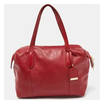 Lancel Red Leather Top Zip Bag