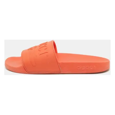 Gucci Orange Rubber Logo Pool Slides Size