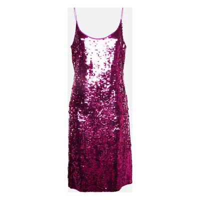 Oscar de la Renta Pink Sequin Strappy Short Dress