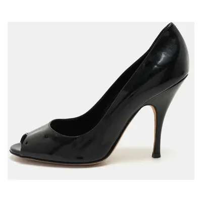 D&G Black Patent Leather Peep Toe Pumps Size