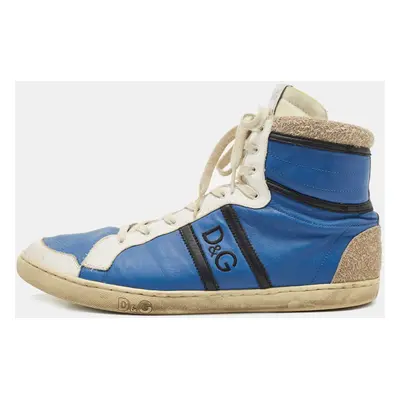 D&G Blue/White Leather and Suede High Top Sneakers Size