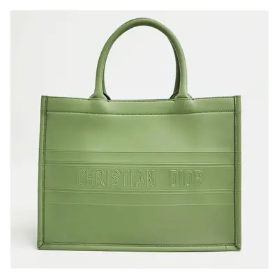 Christian Dior Green Leather Medium Book Tote Bag