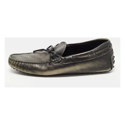 Tod's Metallic Leather Bow Slip On Loafers Size 42.5