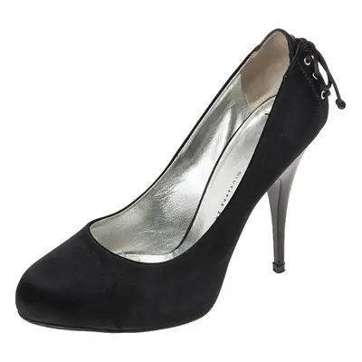 Giuseppe Zanotti Black Satin Round Toe Pumps Size 37.5