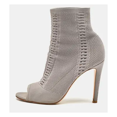 Gianvito Rossi Grey Knit Fabric Vires Ankle Booties Size 40.5