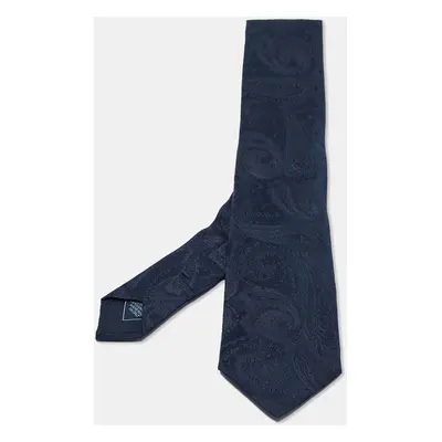 Brioni Blue Paisley Jacquard Silk Traditional Tie