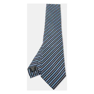 Ermenegildo Zegna Premium Navy Blue Diagonal Striped Silk Tie