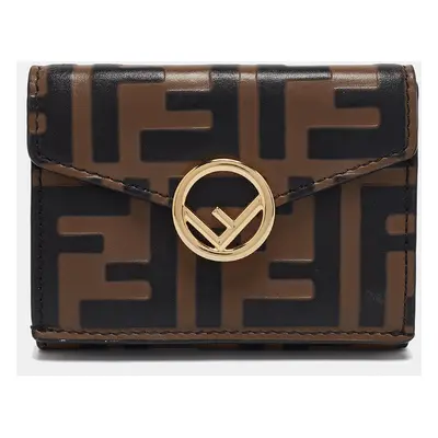 Fendi Brown/Black Zucca Leather F is Fendi Trifold Wallet