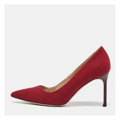 Manolo Blahnik Red Fabric BB Pointed Toe Pumps Size