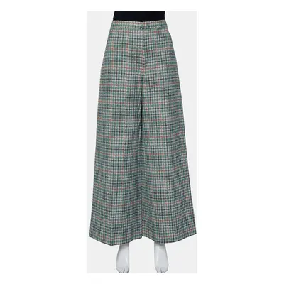 Isabel Marant Green Prince Of Wales Checkered Cotton Wide Leg Telis Trousers