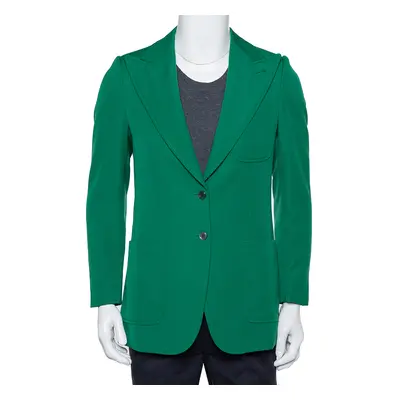 Gucci Green Wool Button Front Blazer