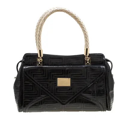 Versace Black/Gold Quilted Patent Leather Satchel