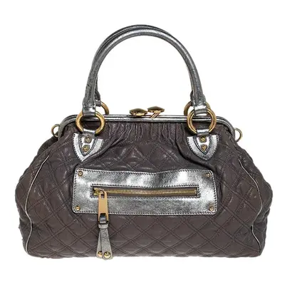 Marc Jacobs Grey/Silver Quilted Leather Stam Shoulder Bag