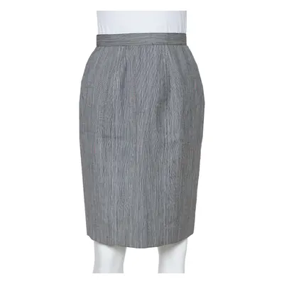 Christian Dior Grey Wool High Waist Pencil Skirt