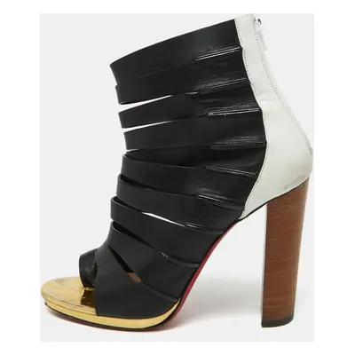 Christian Louboutin Tri Color Leather Decoupata Strappy Booties Size 39.5