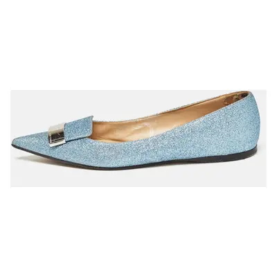 Sergio Rossi Light Blue Glitter Ballet Flats Size 39.5